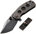 RK0202: Rike Smelter C framelock, textured titanium handle, 2.5" black DLC M390 modified tanto blade