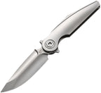 RK0207: Rike Viper 3 framelock, gray titanium handle, 3.38" satin M398 spear point blade