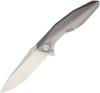 RK1508S: Rike 1508S framelock, gray titanium handle, 3.25" satin M390 drop point blade