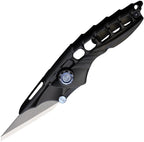 RKALIEN1B: Rike ALIEN1 framelock, black titanium handle with blue accents, 2.5" stonewash M390 blade
