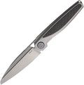 RKBAIDISBCF: Rike Baidi-S linerlock, gray titanium handle with black carbon fiber inlay, 3.25" bead blast M390 sheepsfoot blade