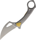 RKBAKUTUK: Rike Bakutuk framelock, gray titanium handle with gold accents, 3" bead blast M390 blade