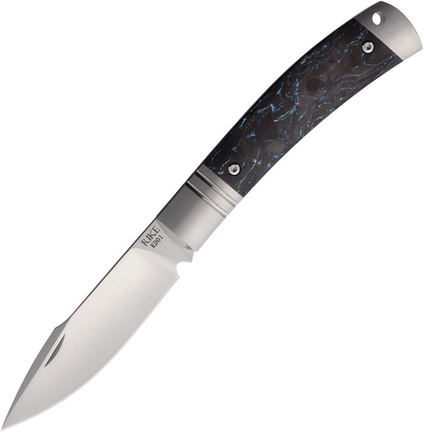 RKKD01BLUCF: Rike slip joint, blue carbon fiber handle, 3" satin M390 blade