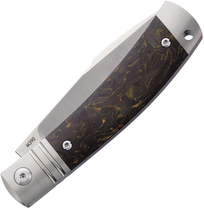 RKKD01GCF Rike Knife Slip Joint Black Gold CF