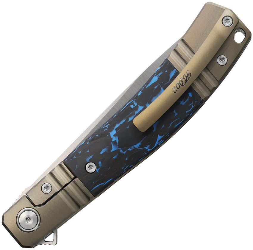 RKKD02BBCF Rike Knife Framelock Bronze Blue CF