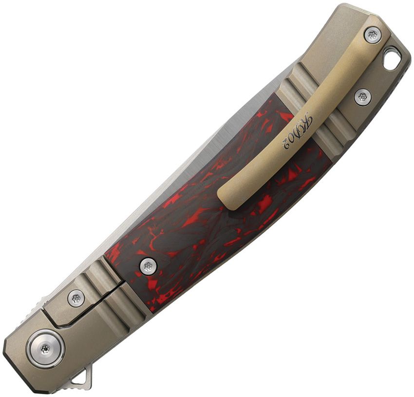 RKKD02BRCF Rike Knife Framelock Bronze Red CF