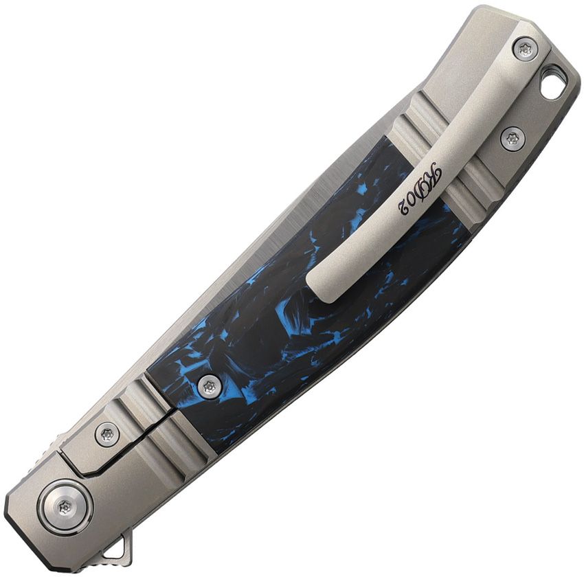 RKKD02PBCF Rike Knife Framelock Gray Blue CF