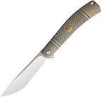 RKKD03B: Rike KD03 framelock, bronze sculpted titanium handle, 3.25" satin M390 modified tanto blade