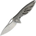 RKMINIPL: Rike Hummingbird mini framelock, satin titanium handle, 1.63" Damasteel DS93X blade