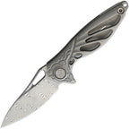 RKMINIPL: Rike Hummingbird mini framelock, satin titanium handle, 1.63" Damasteel DS93X blade