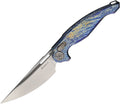 RKPRED2FLAME: Rike Predator 2 crossbar lock, flame red titanium handle, 3.5" satin M390 blade