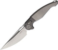 RKPRED2P: Rike Predator 2 crossbar lock, gray anodized titanium handle, 3.5" bead blast M390 blade