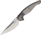 RKPRED2P: Rike Predator 2 crossbar lock, gray anodized titanium handle, 3.5" bead blast M390 blade