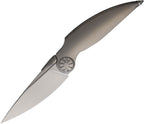 RKPREDATORP: Rike Predator integral framelock, gray bead blast titanium handle, 3.75" satin M390 blade