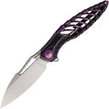 RKTHOR6MBP: Rike Thor 6 framelock, black and purple titanium handle, 3.25" satin M390 drop point blade