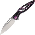 RKTHOR6MBP: Rike Thor 6 framelock, black and purple titanium handle, 3.25" satin M390 drop point blade