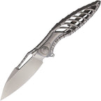 RKTHOR6MP: Rike Thor 6 framelock, gray satin titanium handle, 3.25" satin M390 drop point blade