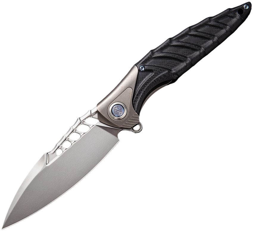 RKTHOR7TIG10B: Rike Thor 7 Integral framelock, black G10 handle with titanium bolsters, 3.75" satin 154CM spear point blade