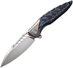 RKTHOR7TIG10BB: Rike Thor 7 Integral framelock, black G10 handle with titanium bolsters, 3.75" satin 154CM spear point blade