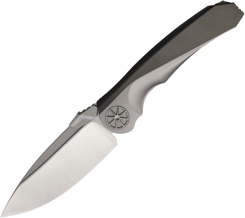 RKTISST01B: Rike Tissto 1 linerlock, black DLC and satin titanium handle, 3.75" satin M390 blade