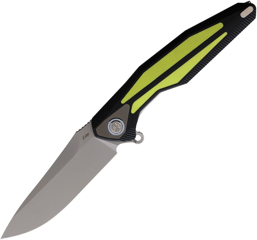 RKTULAYBFG: Rike Tulay linerlock, black and gray G10 handle, 3.75" satin 154CM blade