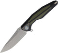 RKTULAYBODG: Rike Tulay linerlock, black and OD green G10 handle, 3.75" satin 154CM blade