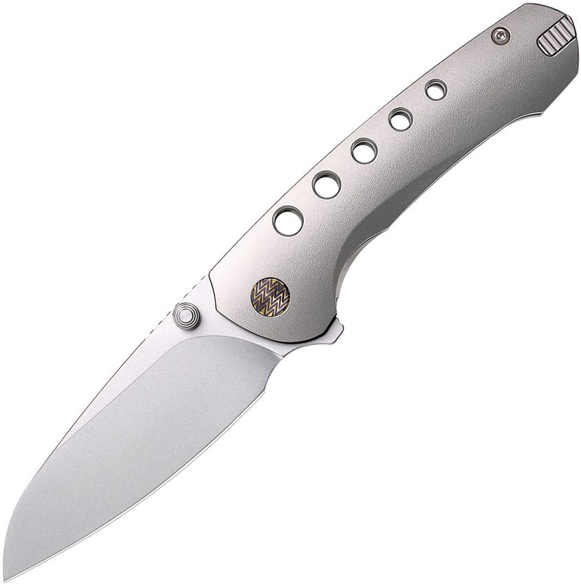 REMETTE Bee framelock folding knife with bead blast M390 blade and orange peel titanium handle with toothpick (RMT31022)