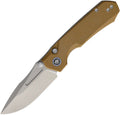 Remette Rhino button lock folding knife with sand blast 14C28N blade and brown canvas micarta handle (RMTMC26A)