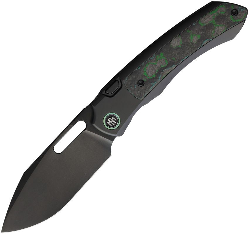 REMETTE Orca button framelock folding knife with DLC pearlescent M390 blade and Kelp Bed carbon fiber handle (RMTORCAKDD)