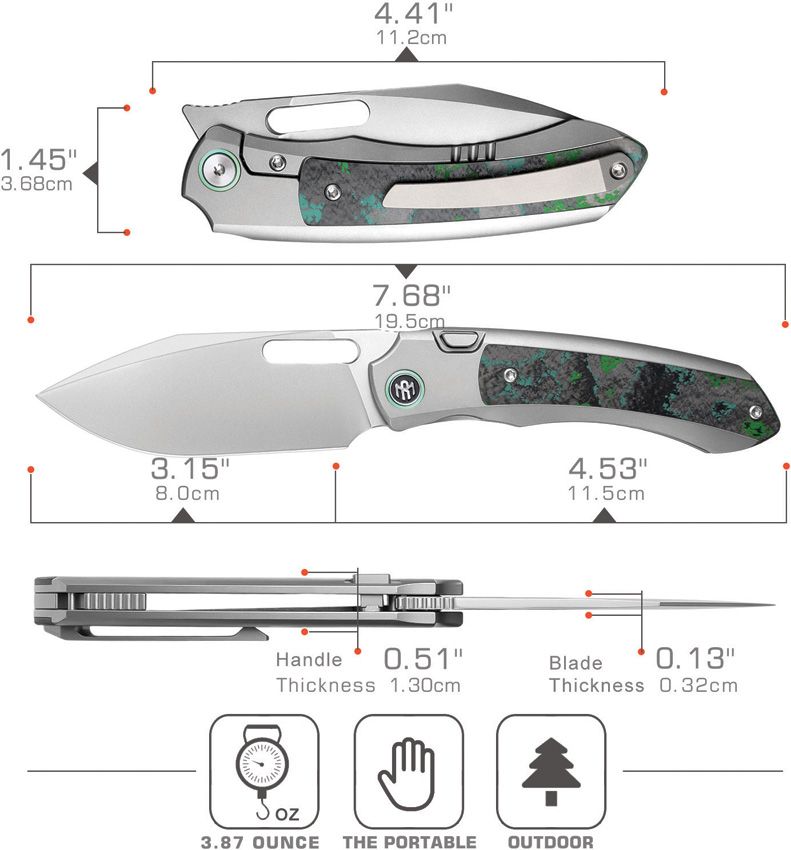RMTORCAKD REMETTE Orca Button Framelock Ti/CF
