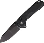 REMETTE Cosmic button linerlock folding knife with black titanium coated 14C28N blade and black G10 handle (RMTRTCOGB)