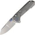REMETTE Cosmic button linerlock folding knife with pearlescent 14C28N blade and gray titanium handle (RMTRTCOTG)