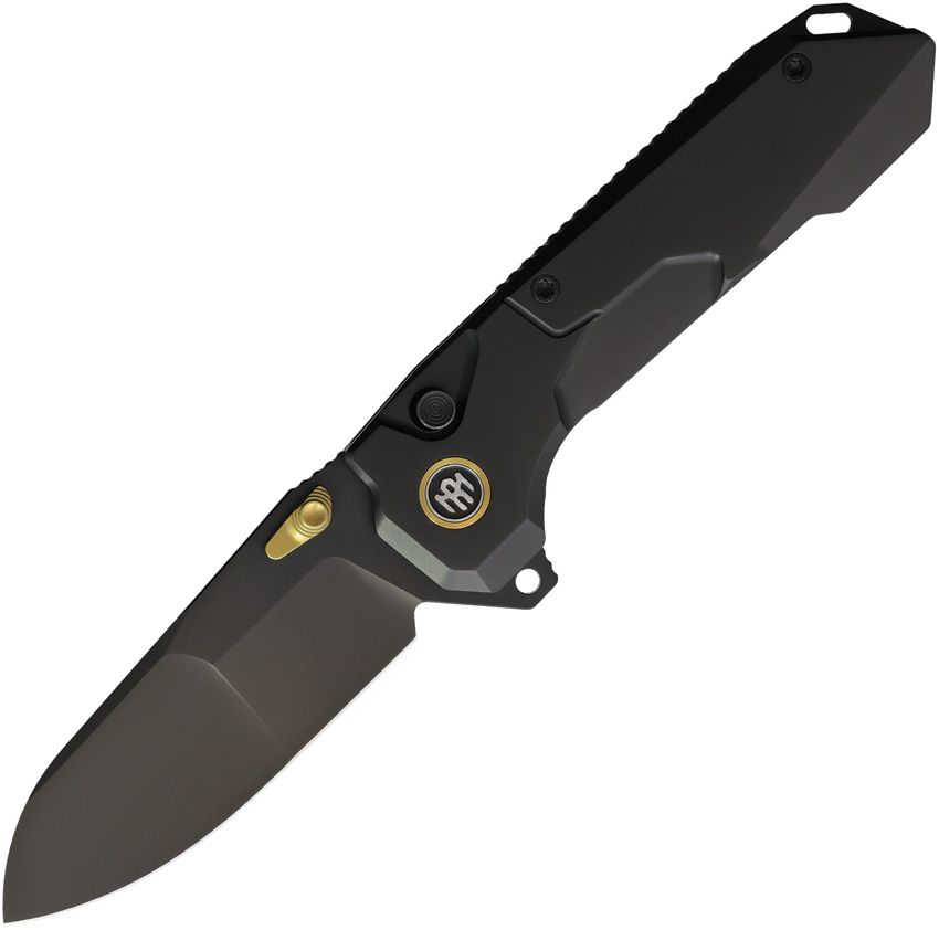 REMETTE Cosmic button linerlock folding knife with black DLC M390 blade and black titanium handle (RMTRTCOTH)