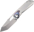 Remette Peregrine Falcon linerlock folding knife with pearlescent M390 reverse tanto blade and gray titanium handle (RMTT1G)