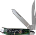 RP0008CGB: Roper Knives Trapper, green jigged bone handle, satin 1065 clip and spey blades