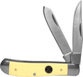 RP0008CYD: Roper Knives Pecos Medium Trapper, yellow Delrin handle, satin 1065 clip and spey blades