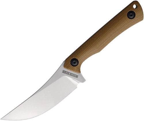 RR2709: Rough Ryder fixed blade, brown G10 handle, 3.25" stonewash stainless upswept blade