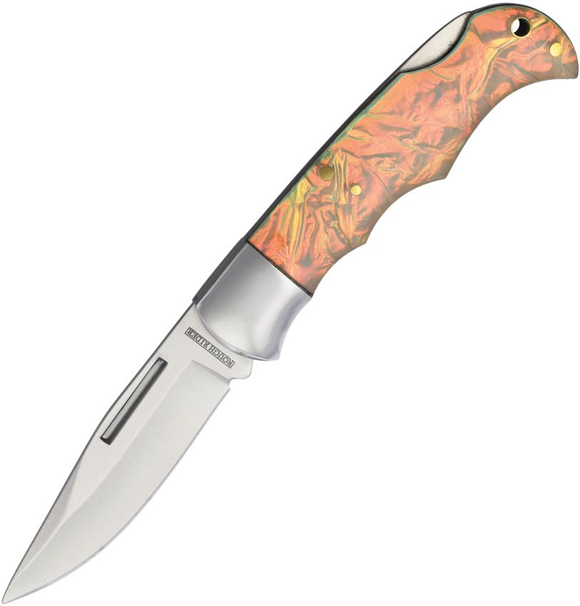 Rough Ryder lockback pocket knife with satin stainless blade and Crystal Glow handle with nickel bolsters (RR2745)