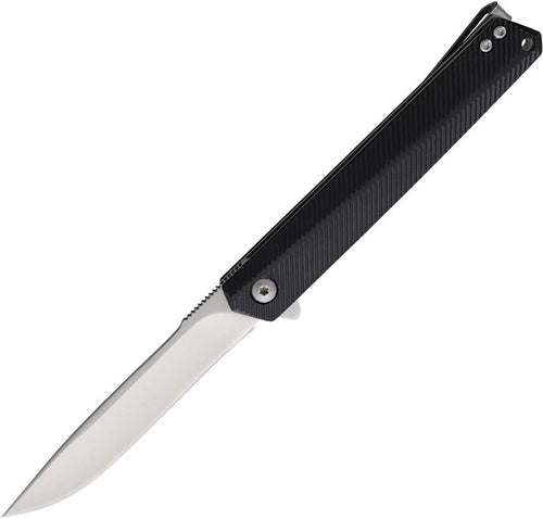 RR2746: Rough Ryder Slim linerlock, black sculpted aluminum handle, 3.75" satin stainless drop point blade