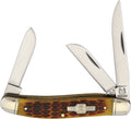 RR438: Rough Ryder Stockman traditional folder, amber jigged bone handle, clip sheepsfoot and spey blades