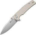 S210077: Sencut Sachse button lock, ivory G10 handle, 3.38" satin 9Cr18MoV blade