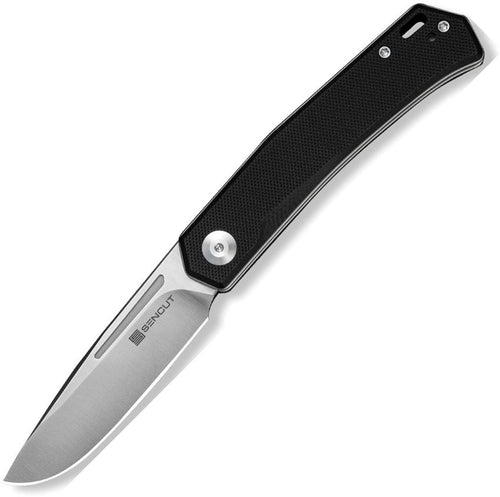 S250891: Sencut Braxx slip joint, black G10 handle, 3.13" satin flat ground D2 clip point blade