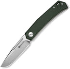 S250892: Sencut Braxx slip joint, green canvas micarta handle, 3.13" satin D2 clip point blade