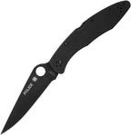 SC07BKP: Spyderco Police Model lockback, black stainless handle, 4.25" black TiNi VG-10 blade