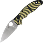 SC101GBKYLMCP2: Spyderco Manix 2 Ball Bearing Lock, black and yellow G10 handle, 3.38" satin MagnaCut blade