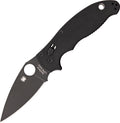 Spyderco Manix 2 folding knife with black coated blade and black textured handle, displayed open.