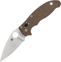 Spyderco Manix 2 folding knife with satin blade and brown textured handle, shown open.