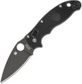 Spyderco Manix 2 Ball Bearing Lock folding knife with black coated blade and black textured handle at angle.
