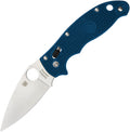 Spyderco Manix 2 Ball Bearing Lock folding knife with satin blade and blue textured handle.