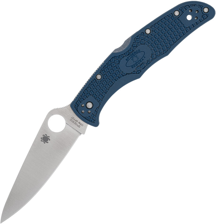 SC10PCBL: Spyderco Endura 4 lockback, cobalt blue FRN handle, 3.88" satin CPM S35VN blade